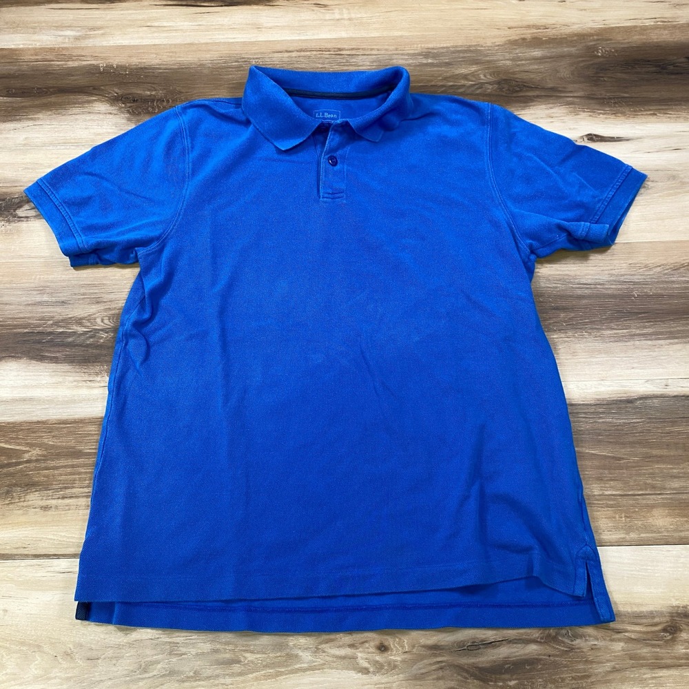 LL Bean Polo Shirt Mens M Classic Heritage 100% Cotton Pique Blue Casual DoubleL